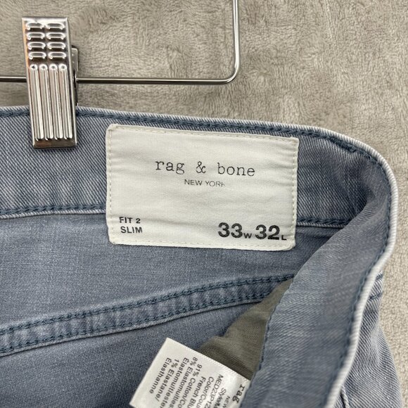 Rag & Bone Men's 33x32 Fit 2 Slim Aero Stretch Jean French Blue Light Wash Denim - Picture 9 of 15